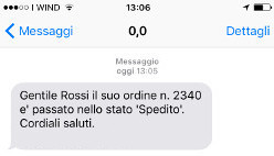 Sms spedizione ordine inferriate